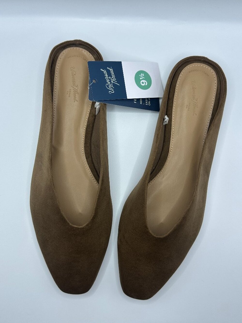 Universal Thread Brown Suede Flat Mules Pointed Toe Size 9.5 NWT